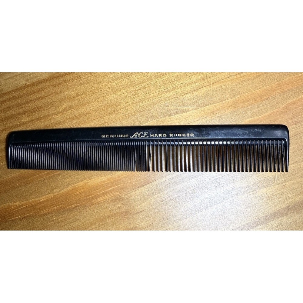 Vintage Genuine Ace Hard Rubber & Conair Black Hair Combs 7" Lot Of 2 - Picture 2 of 8